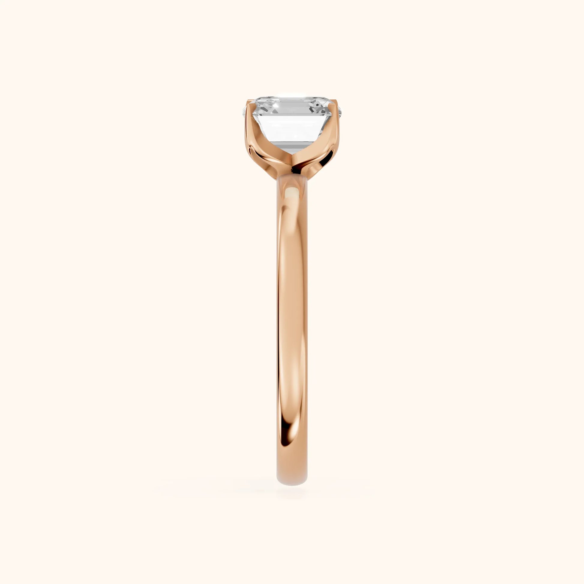 Serena Blossom Solitaire Asscher Diamond Ring in Rose Gold - SideView