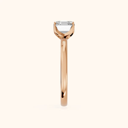 Serena Blossom Solitaire Asscher Diamond Ring in Rose Gold - SideView