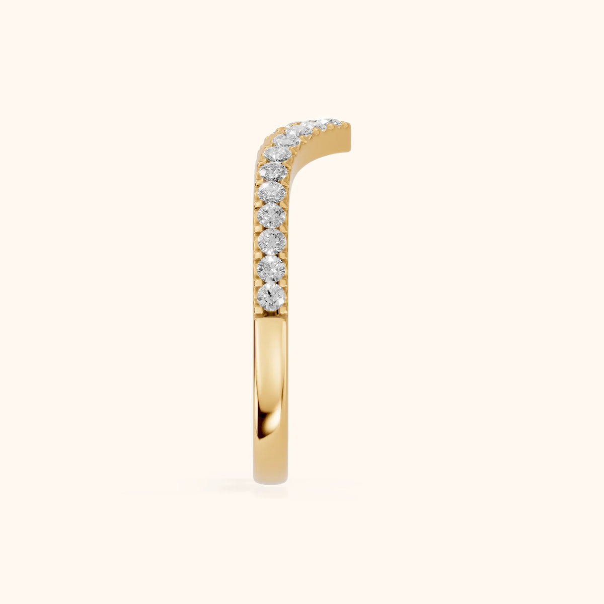Amelie Curved Pavé Round Diamond Stackable Ring in Yellow Gold - SideView