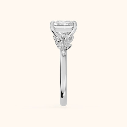 Mirabelle Cluster Princess Diamond Engagement Ring in Platinum - SideView.webp