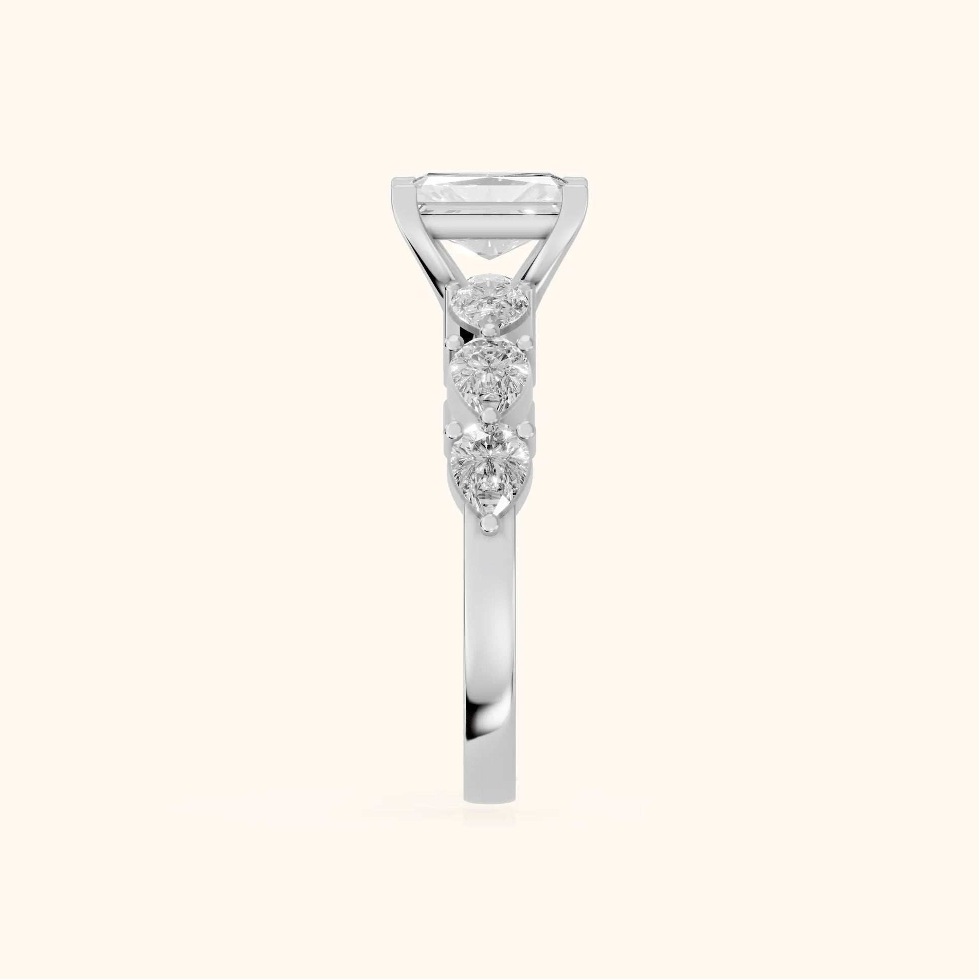 Iris Radiant Diamond Bridal Set in Platinum - SideView