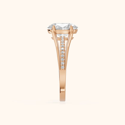 Lucinda Split Shank Oval Diamond Engagement Ring in Rose Gold - SideView.webp