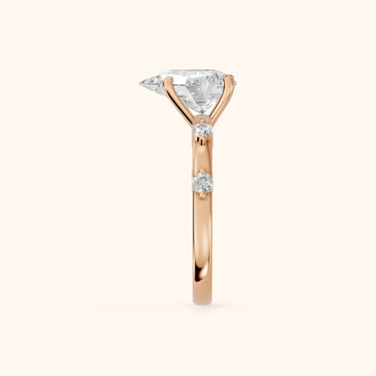 Elena Radiance Solitaire Pear Diamond Engagement Ring in Rose Gold - SideView