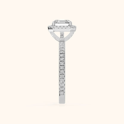 Rosemary Halo Pavé Asscher Diamond Engagement Ring in Platinum - SideView.webp