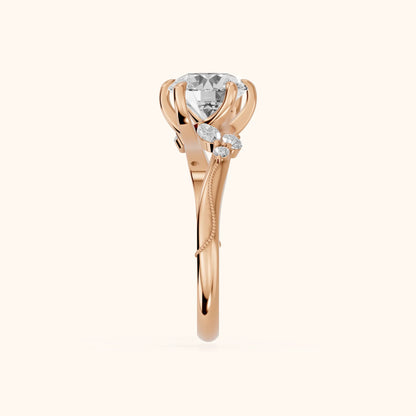 Joanna Milgrain Twist Round Diamond Engagement Ring in Rose Gold - SideView.webp