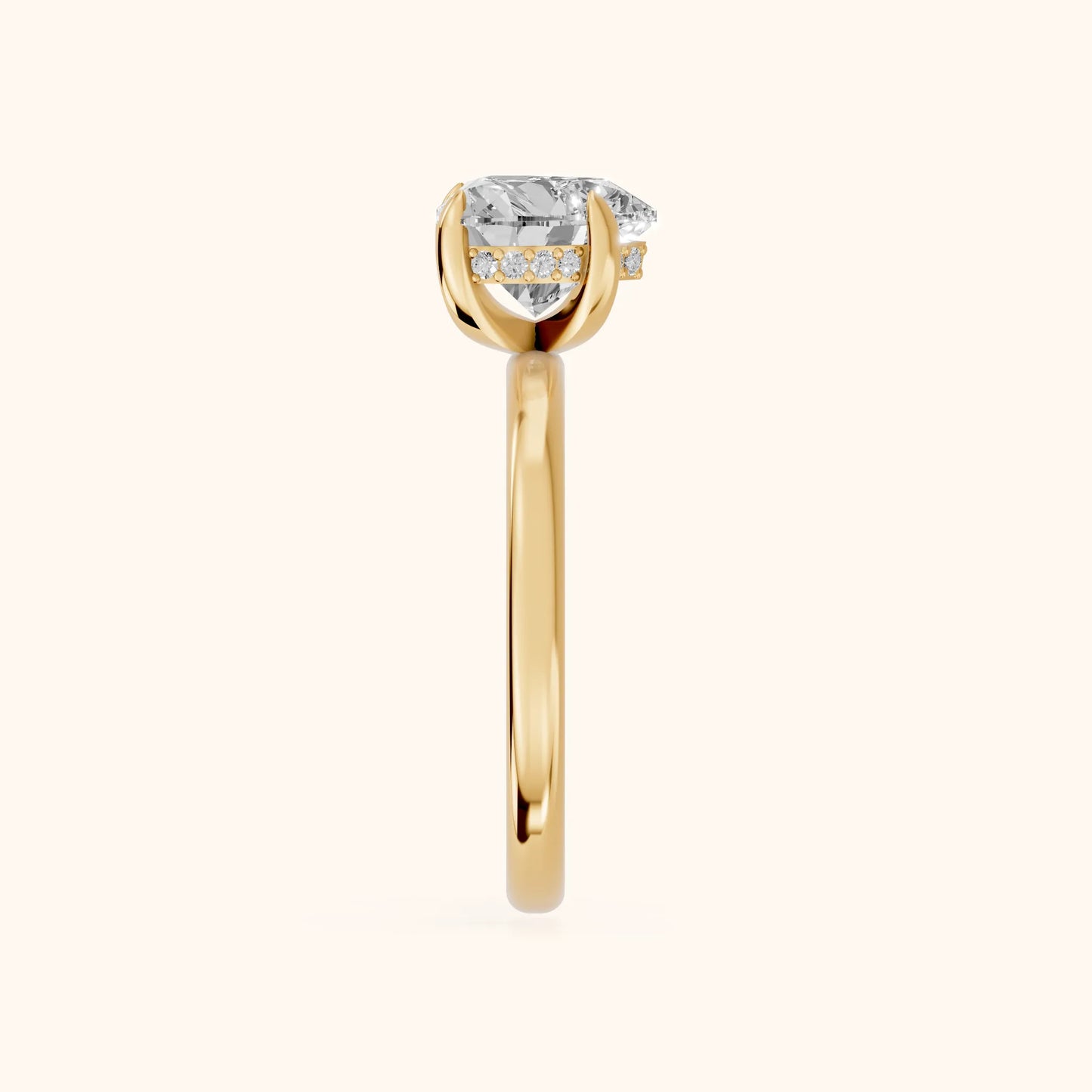 Charlotte Charm Solitaire Heart Diamond Engagement Ring in Yellow Gold - SideView