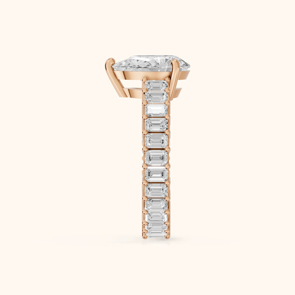 Mallory Shared Prong Pear Diamond Engagement Ring in Rose Gold - SideView.webp