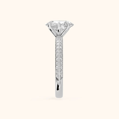 Meredith Knife Edge Pavé Oval Diamond Engagement Ring in Silver - SideView.webp