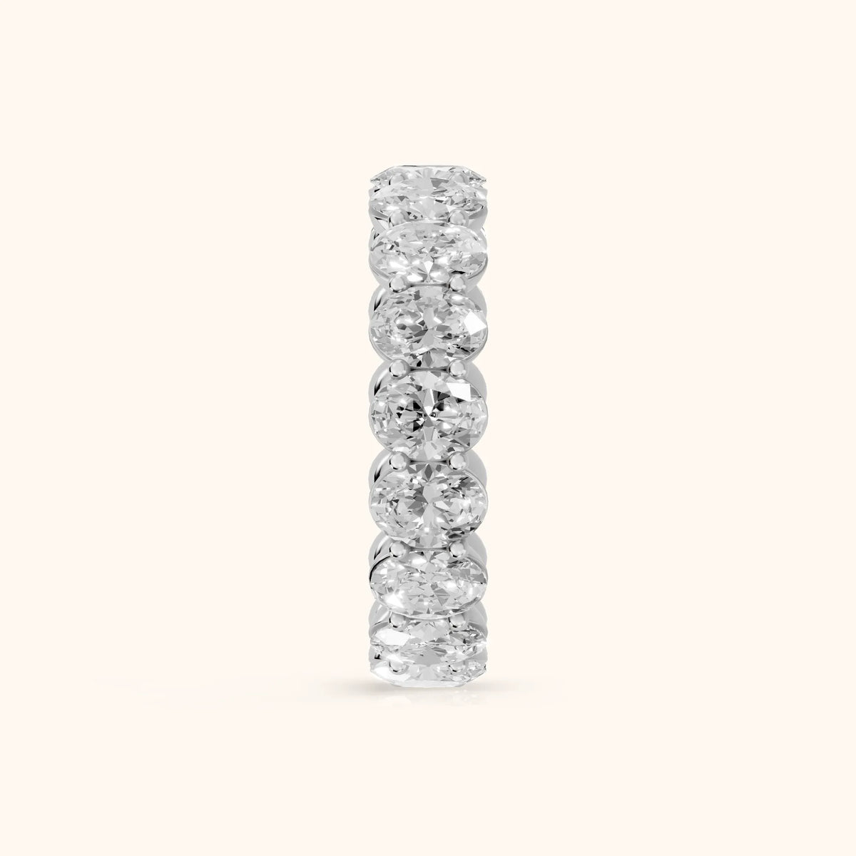 Neha Shared Prong Oval Diamond Eternity Band in Silver - SideView