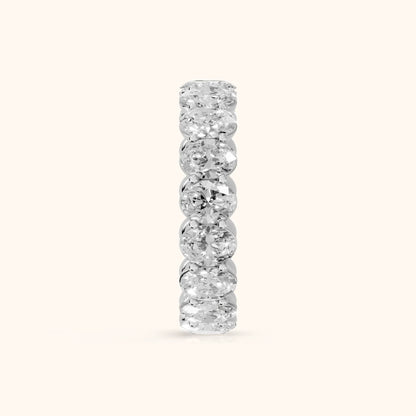 Neha Shared Prong Oval Diamond Eternity Band in Silver - SideView