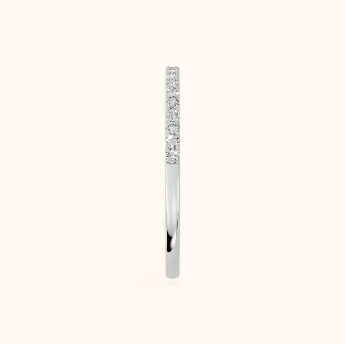 Anouk Micropavé Round Diamond Half Eternity Band in Silver - SideView