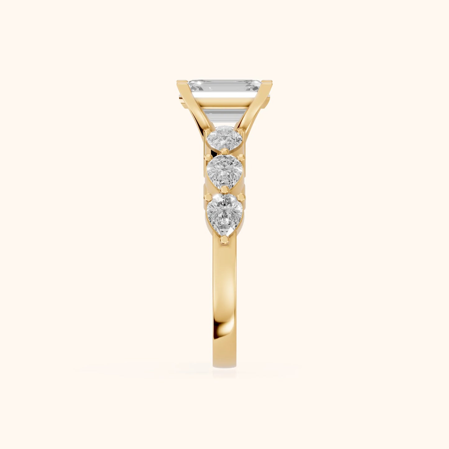 Iris Emerald Diamond Bridal Set in Yellow Gold - SideView