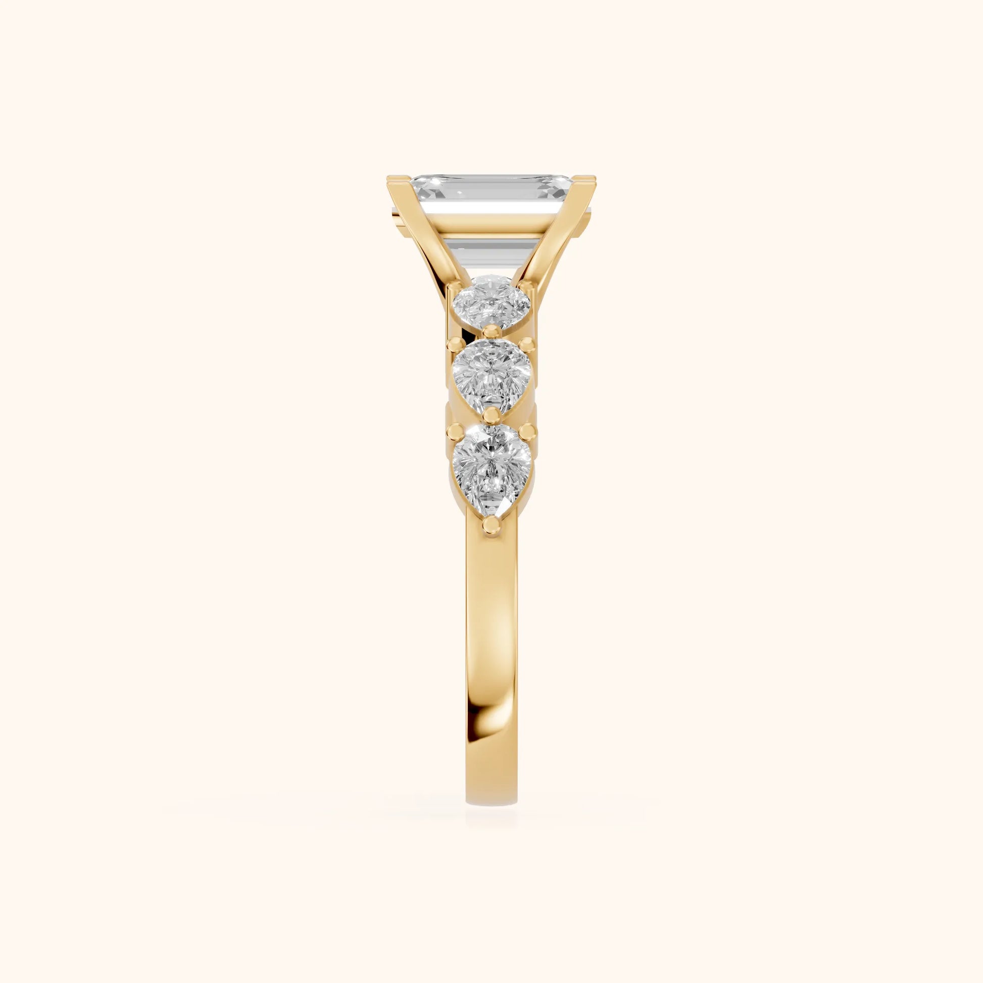 Iris Emerald Diamond Bridal Set in Yellow Gold - SideView