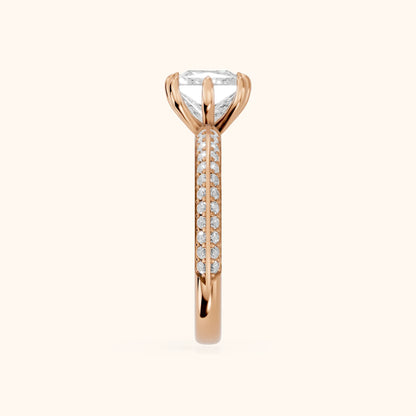 Meredith Knife Edge Pavé Princess Diamond Engagement Ring in Rose Gold - SideView.webp