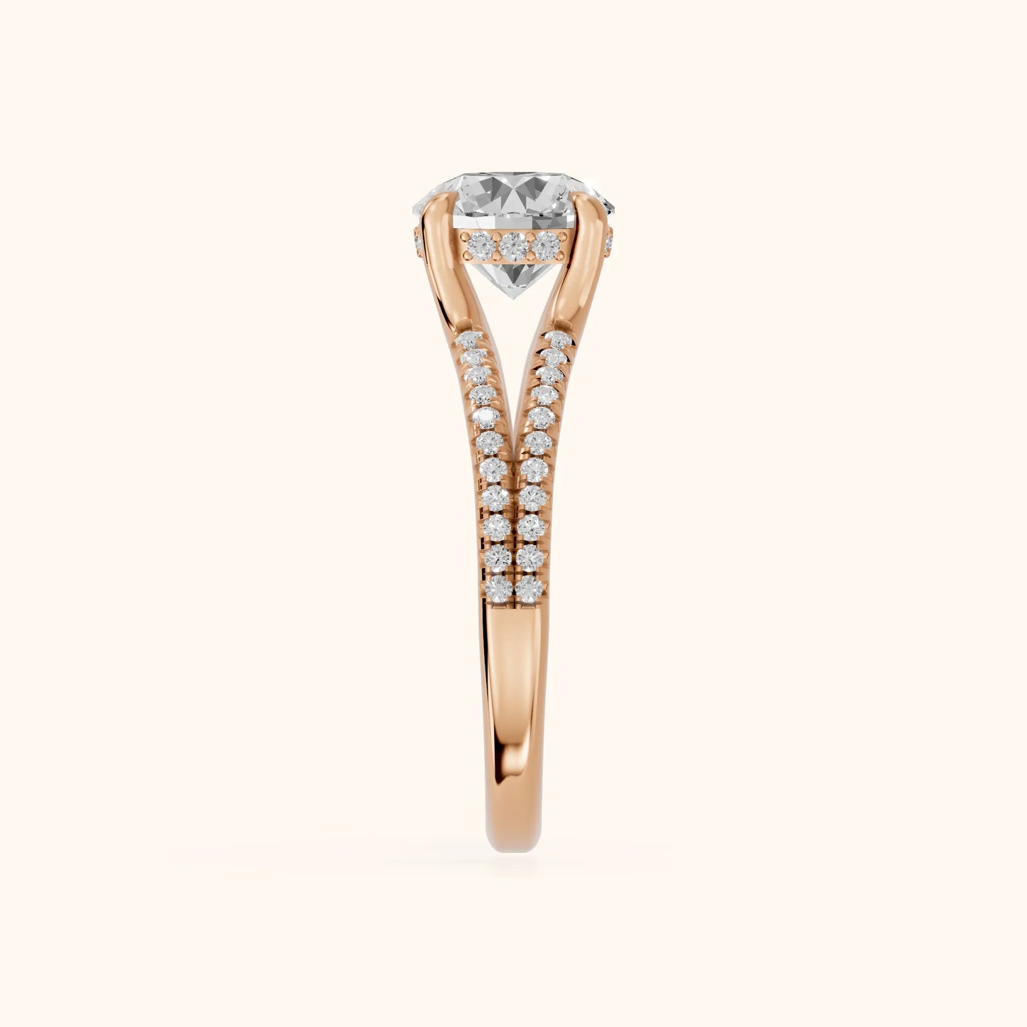 Eternal Embrace Solitaire Round Diamond Engagement Ring in Rose Gold - SideView