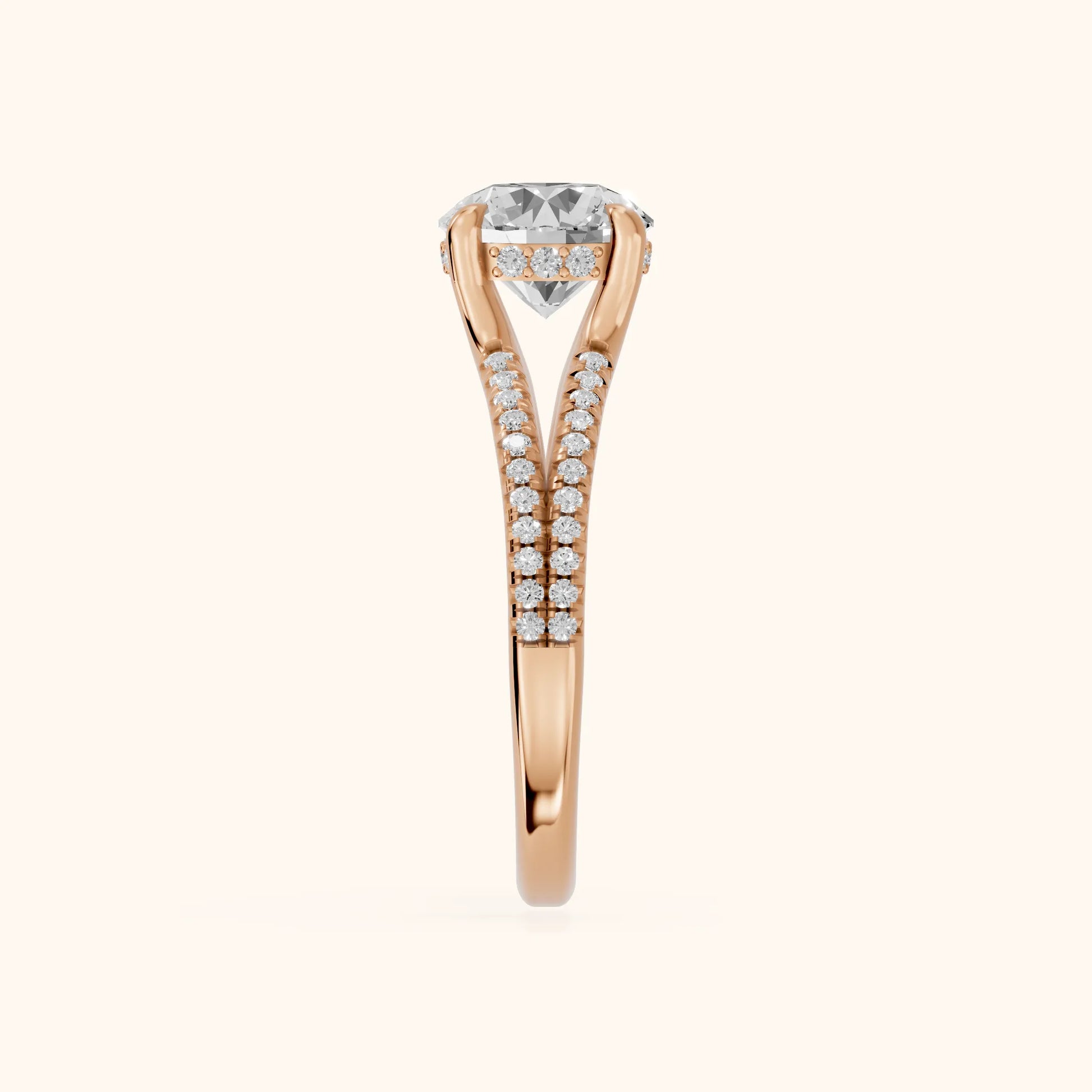 Eternal Embrace Solitaire Round Diamond Engagement Ring in Rose Gold - SideView