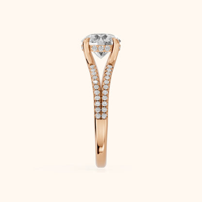Eternal Embrace Solitaire Round Diamond Engagement Ring in Rose Gold - SideView
