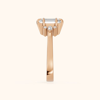Josie Sidestone Emerald Diamond Engagement Ring in Rose Gold - SideView.webp