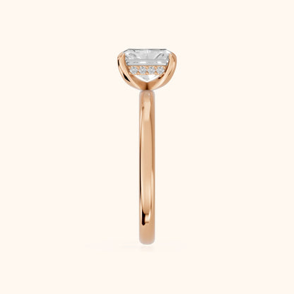 Charlotte Charm Solitaire Radiant Diamond Engagement Ring in Rose Gold - SideView