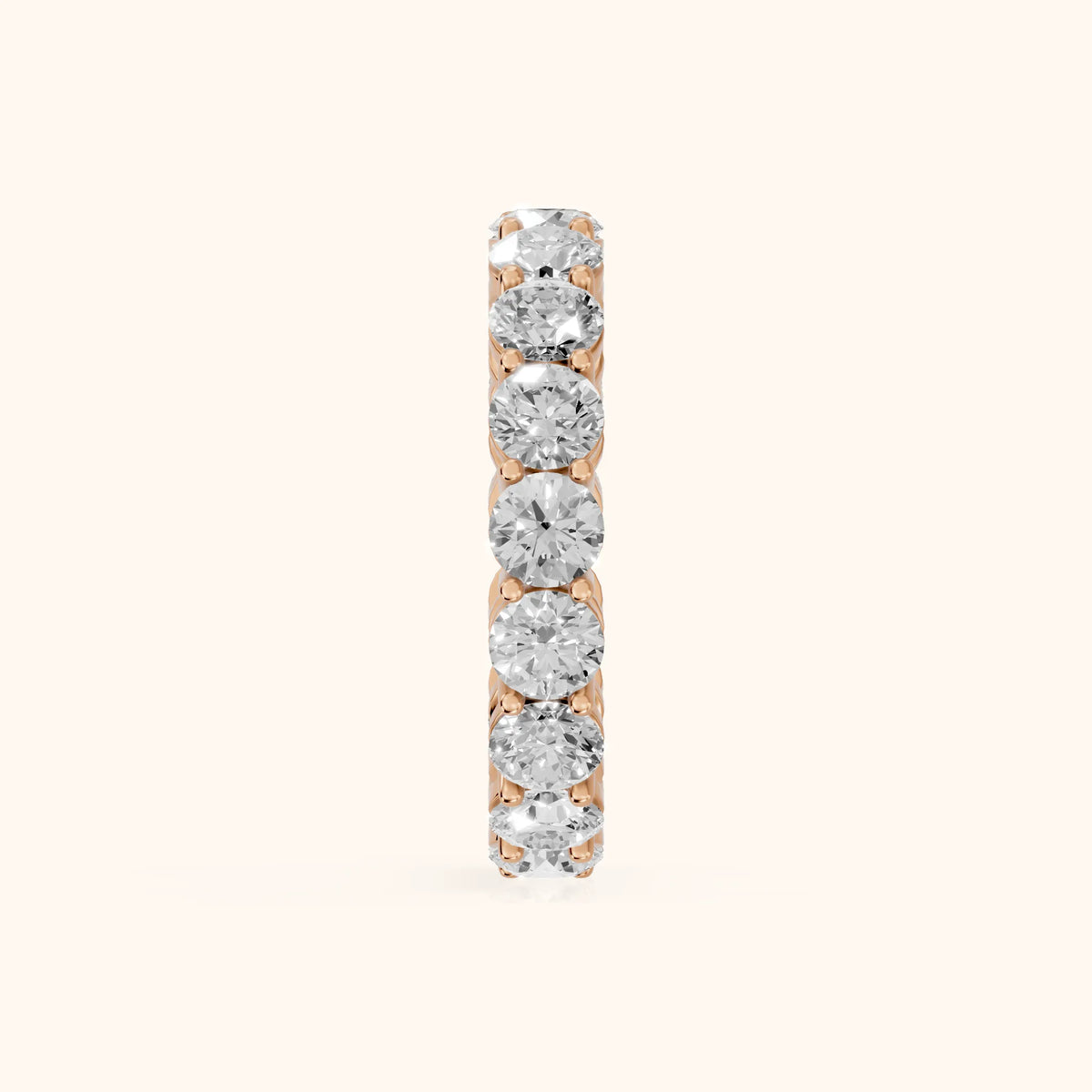 Camille Shared Prong Round Diamond Eternity Band in Rose Gold - SideView