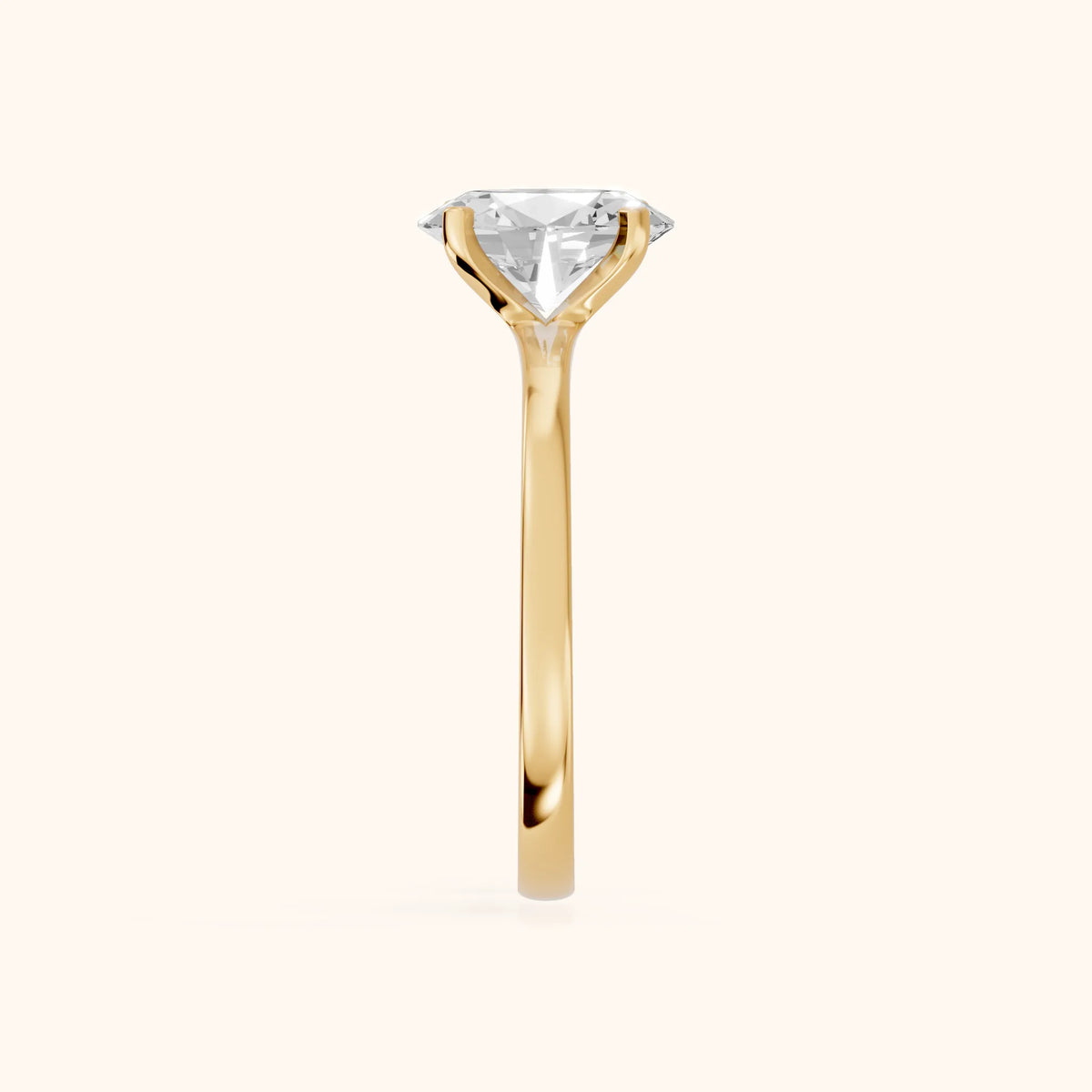 Matilda Cathedral Solitaire Oval Diamond Engagement Ring in Yellow Gold - SideView.webp