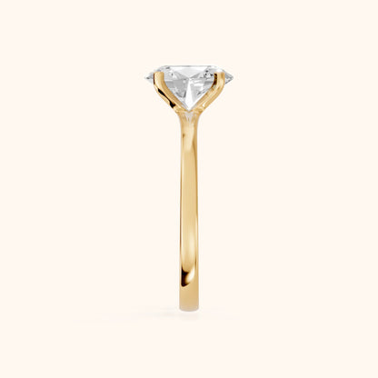 Matilda Cathedral Solitaire Oval Diamond Engagement Ring in Yellow Gold - SideView.webp