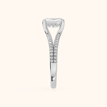 Eternal Embrace Solitaire Radiant Diamond Engagement Ring in Platinum - SideView