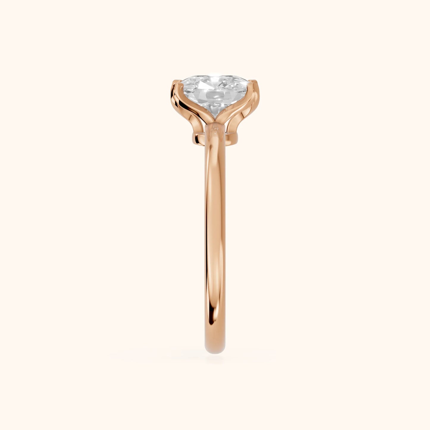 Flora Guardian Solitaire Cushion Diamond Engagement Ring in Rose Gold - SideView