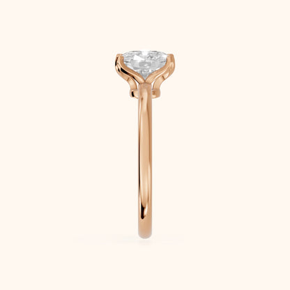 Flora Guardian Solitaire Cushion Diamond Engagement Ring in Rose Gold - SideView