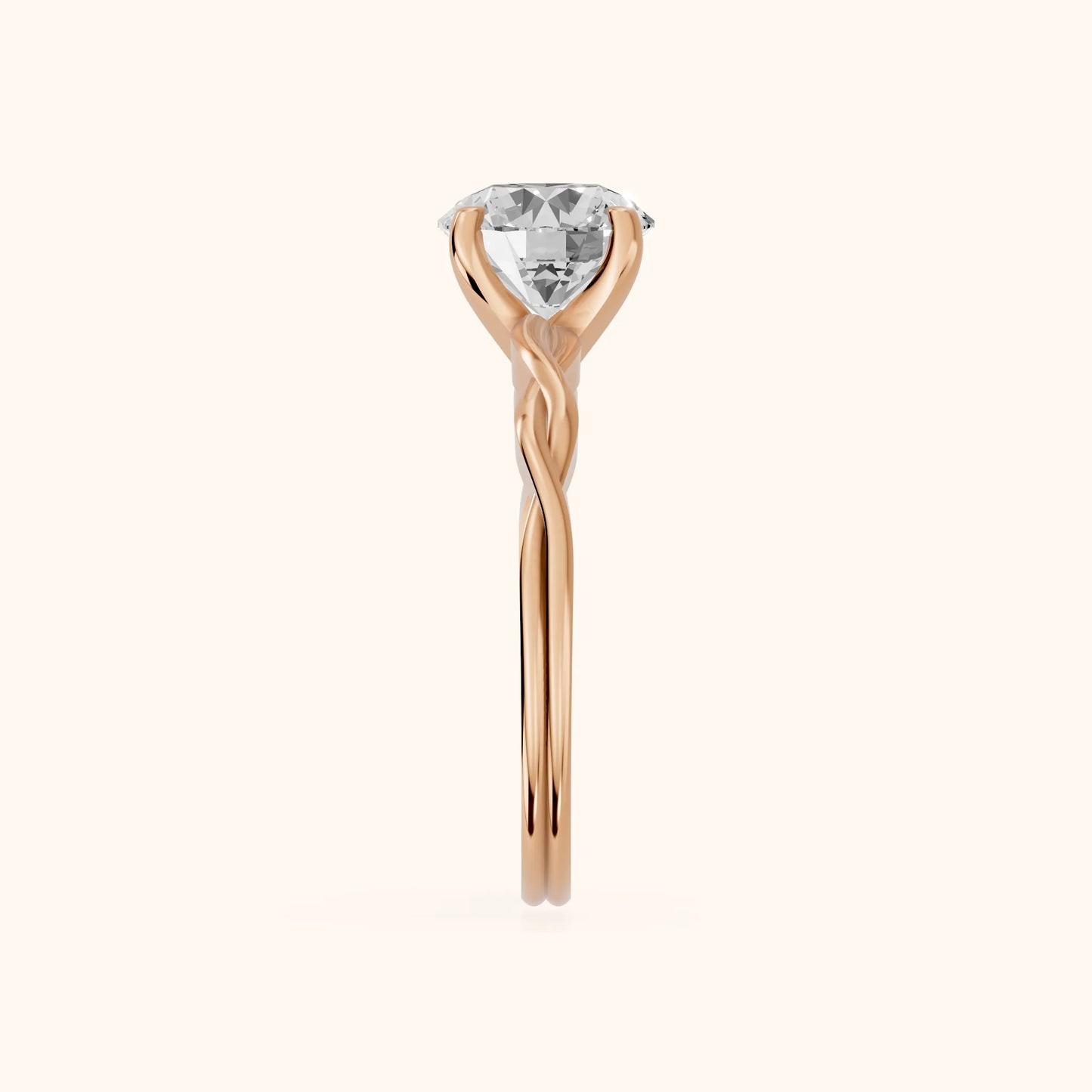 Iris Twist Round Diamond Engagement Ring in Rose Gold - SideView