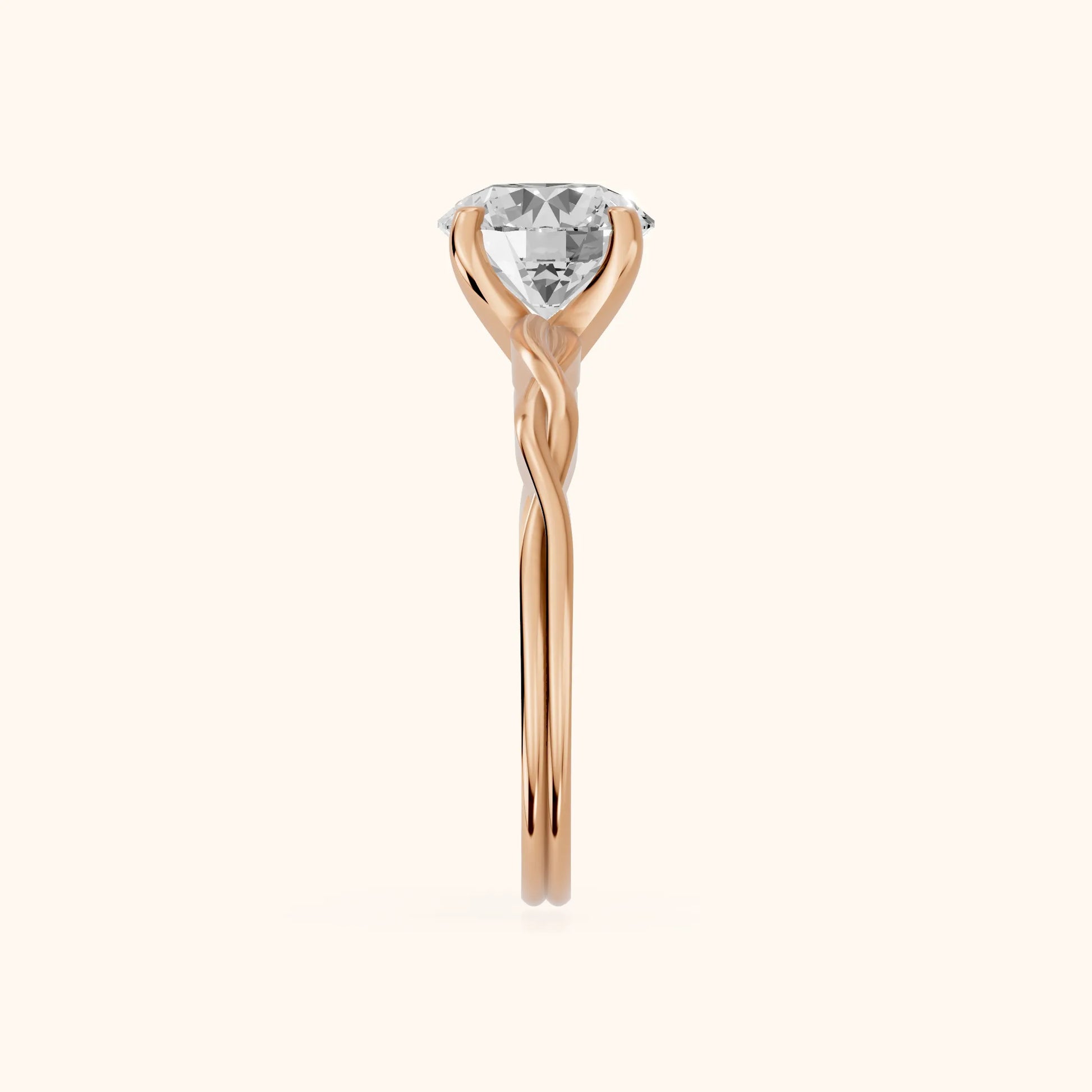 Iris Twist Round Diamond Engagement Ring in Rose Gold - SideView