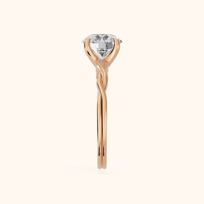 Iris Twist Round Diamond Engagement Ring in Rose Gold - SideView