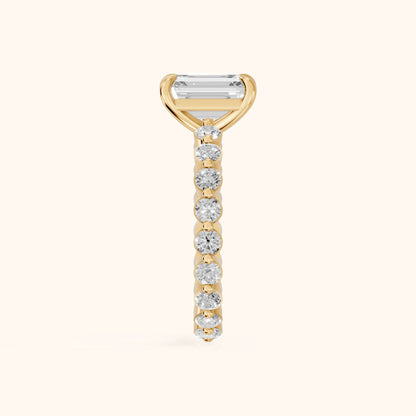 Piper Sidestone Emerald Diamond Engagement Ring in Yellow Gold - SideView.webp