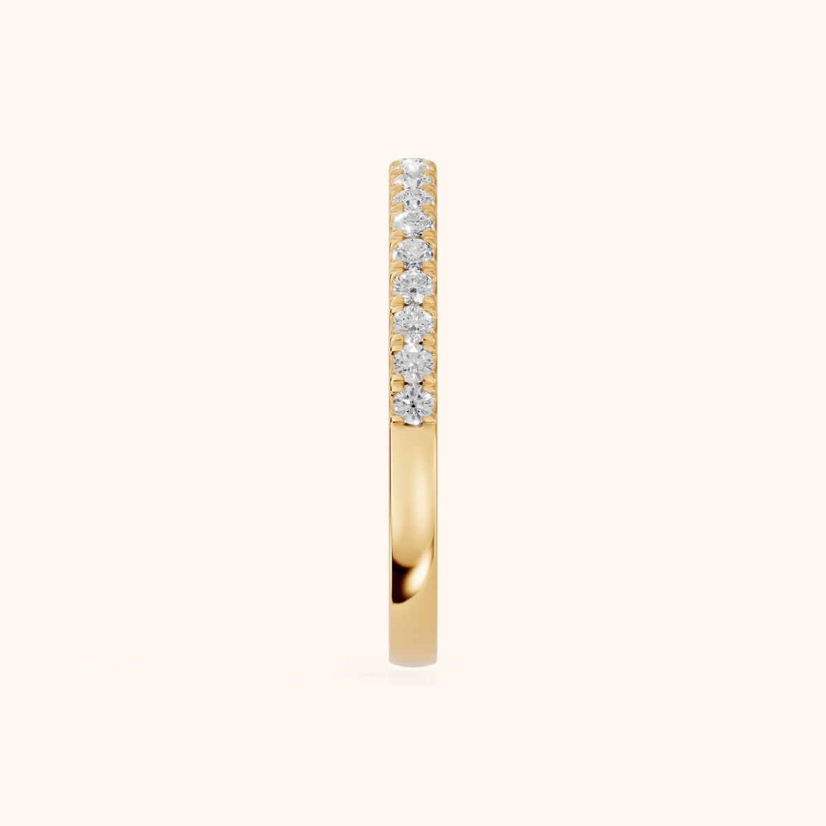 Avani French Pavé Round Diamond Half Eternity Band in Yellow Gold - SideView