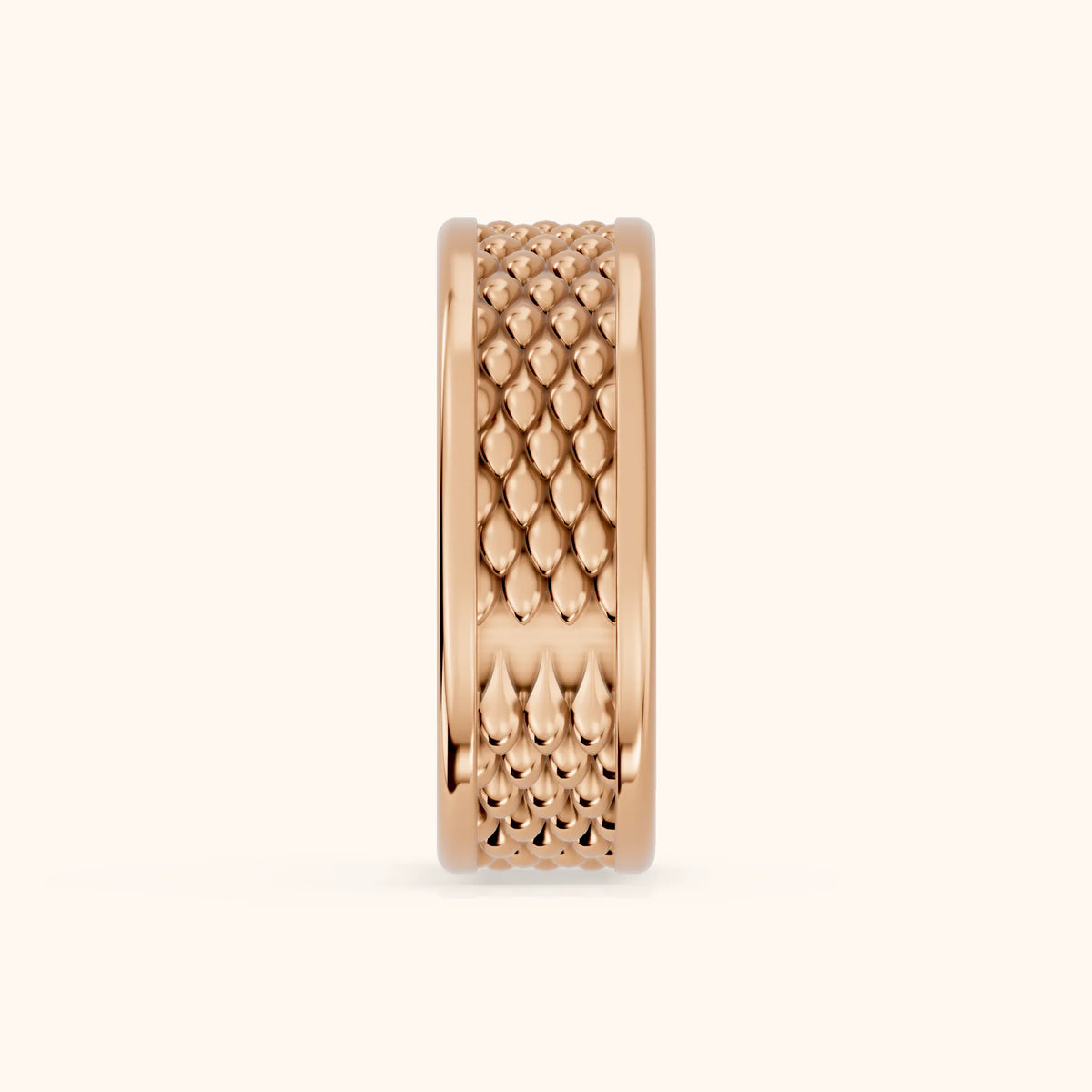 Nitya Carved Step Edge Wedding Band in Rose Gold - SideView