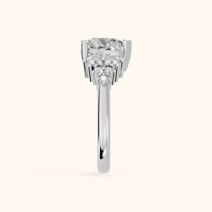 Azalea Cluster Heart Diamond Engagement Ring in White Gold - SideView.webp