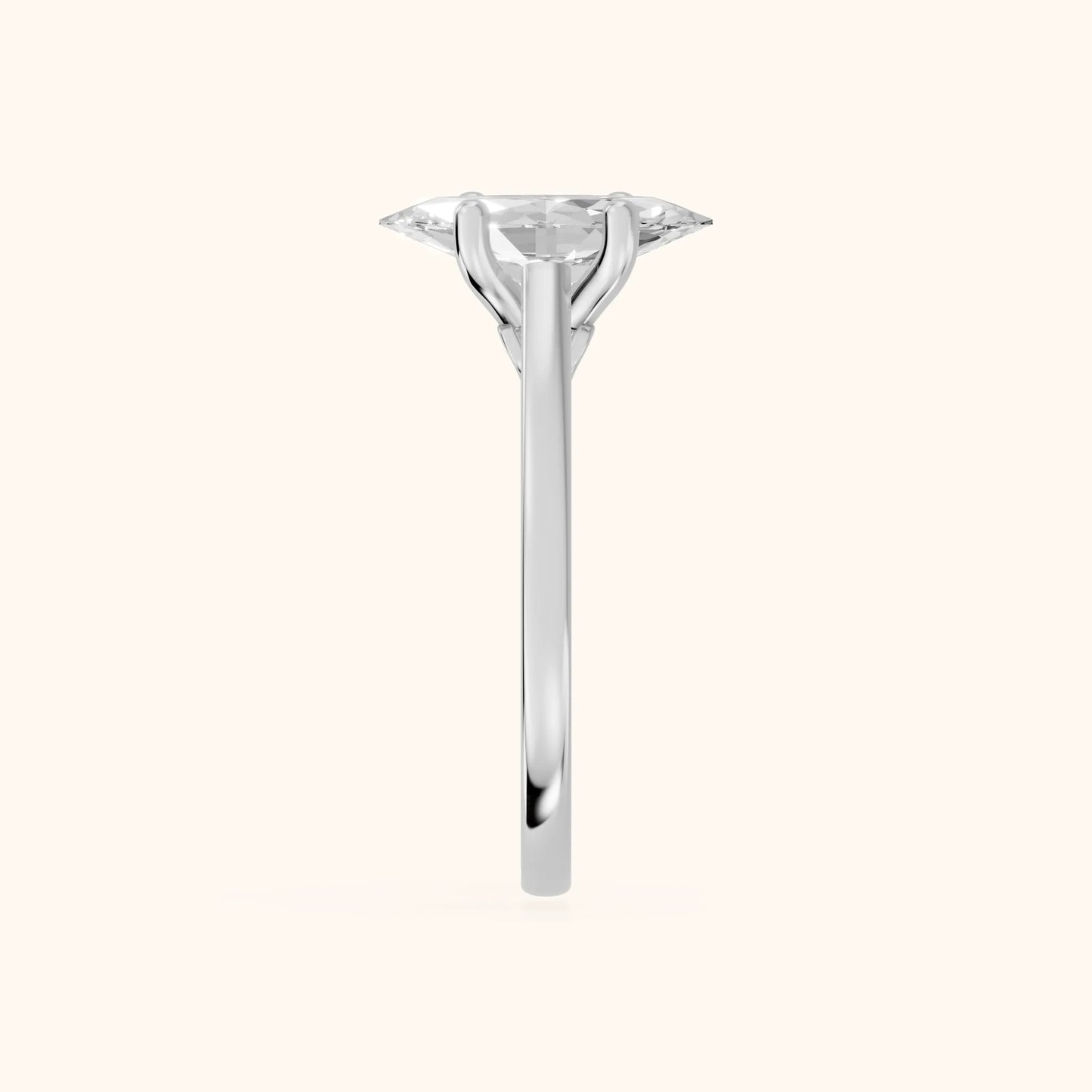 Iris Vintage Marquise Diamond Engagement Ring in Silver - SideView