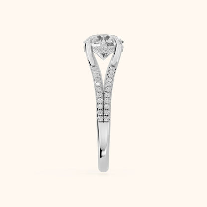 Eternal Embrace Solitaire Round Diamond Engagement Ring in White Gold - SideView
