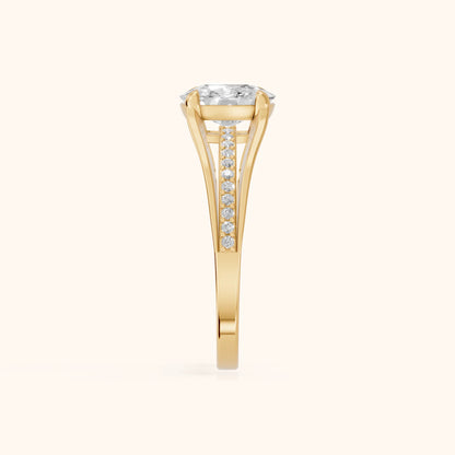 Lucinda Split Shank Cushion Diamond Engagement Ring in Yellow Gold - SideView.webp