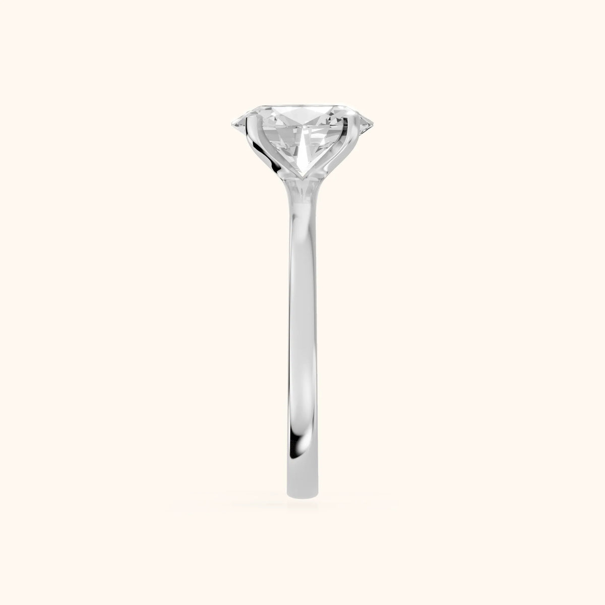 Matilda Cathedral Solitaire Oval Diamond Engagement Ring in White Gold - SideView.webp