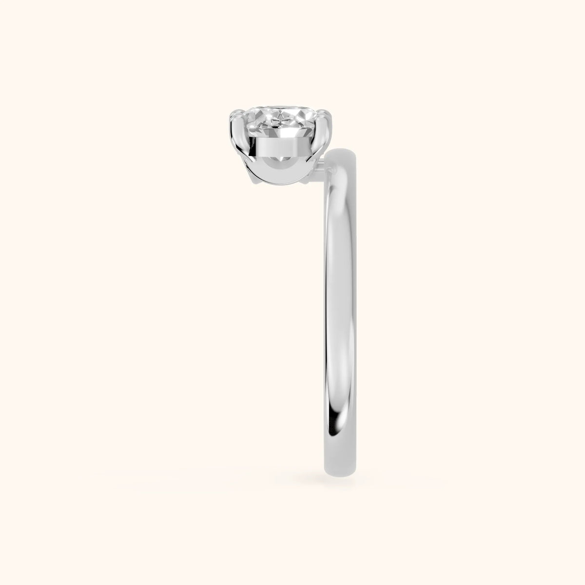 Maisie Four Prong Solitaire Oval Diamond Engagement Ring in White Gold - SideView.webp