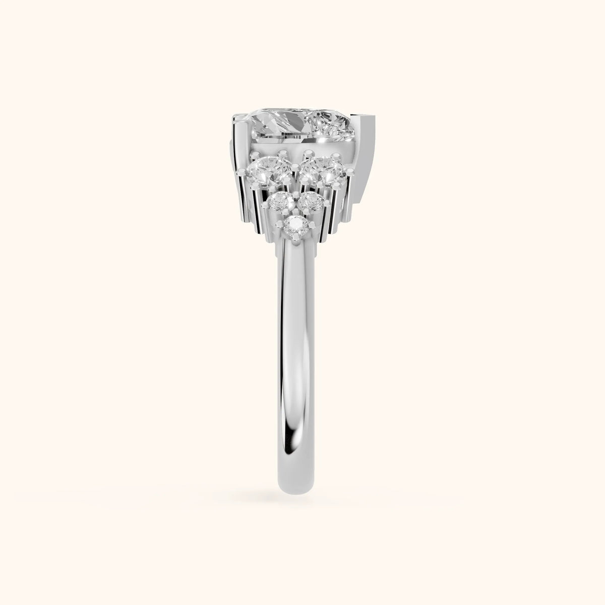 Azalea Cluster Heart Diamond Engagement Ring in Platinum - SideView.webp