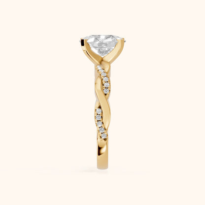 Primrose Pavé Twist Cushion Diamond Engagement Ring in Yellow Gold - SideView.webp
