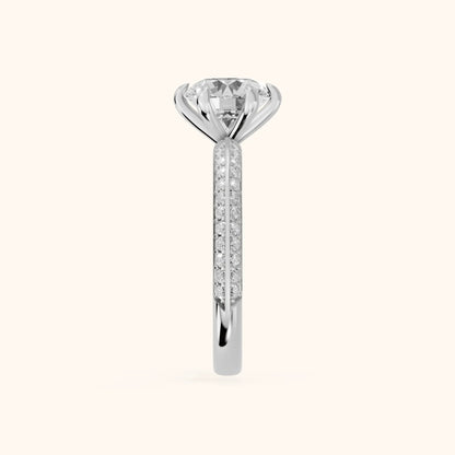 Meredith Knife Edge Pavé Round Diamond Engagement Ring in Silver - SideView.webp