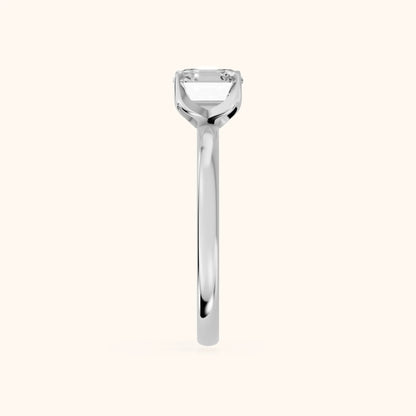 Serena Blossom Solitaire Asscher Diamond Ring in White Gold - SideView