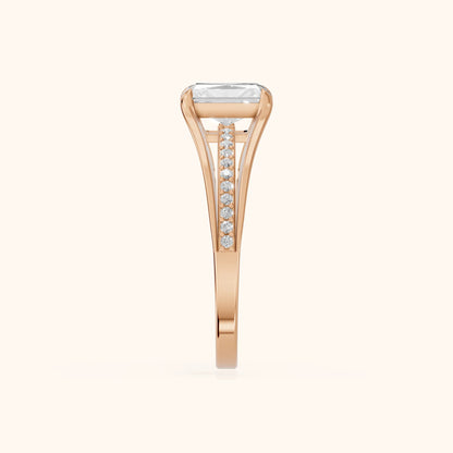 Lucinda Split Shank Radiant Diamond Engagement Ring in Rose Gold - SideView.webp
