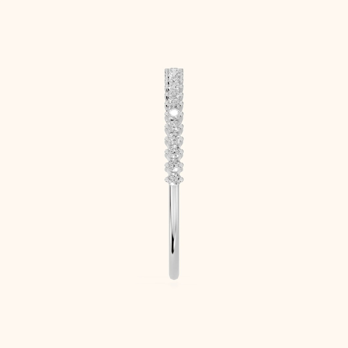 Leona Claw Prong Round Diamond Half Eternity Band in Silver - SideView