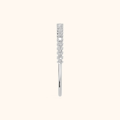 Leona Claw Prong Round Diamond Half Eternity Band in Silver - SideView
