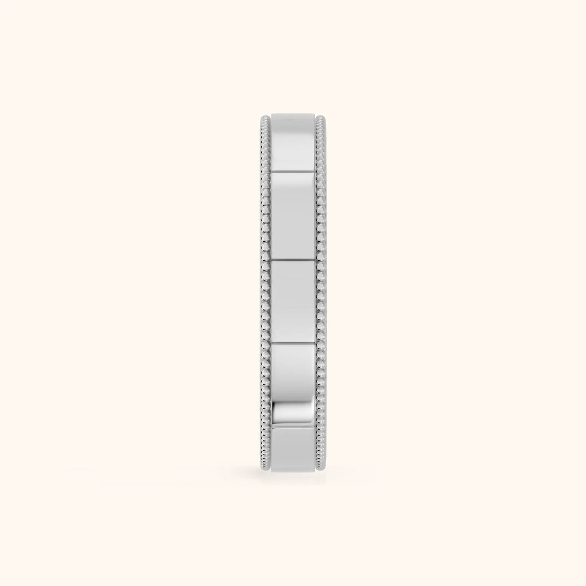 Sylvie Flat Milgrain Wedding Band in White Gold - SideView