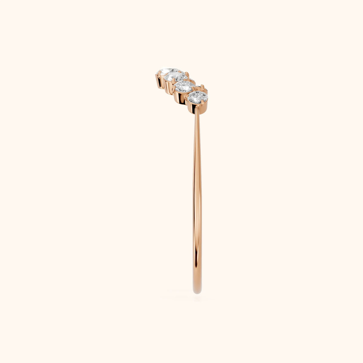 Lumi Curved Round Diamond Stackable Ring in Rose Gold - SideView